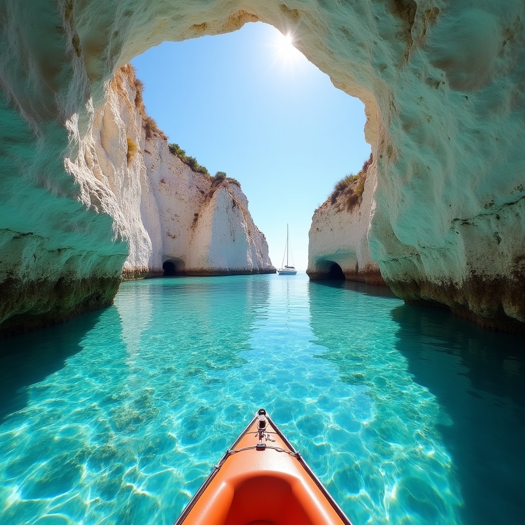 Acque cristalline intorno a Ponza con scogliere chiare